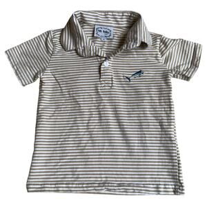 BB Baby swordfish tan and white stripe polo‎ shirt size 3T
